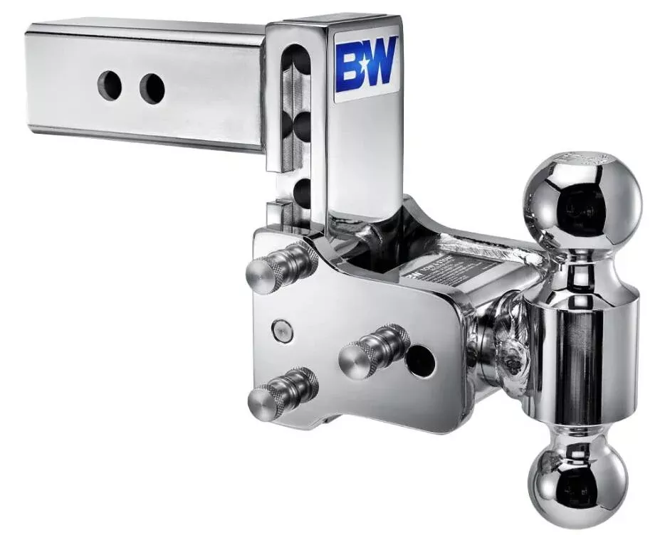 B&WTow & Stow Adjustable Dual-Ball Mount – Chrome – 2.5″ Receiver – 2″, 2 5/16″ Ball – 5″ Drop• TS20037C