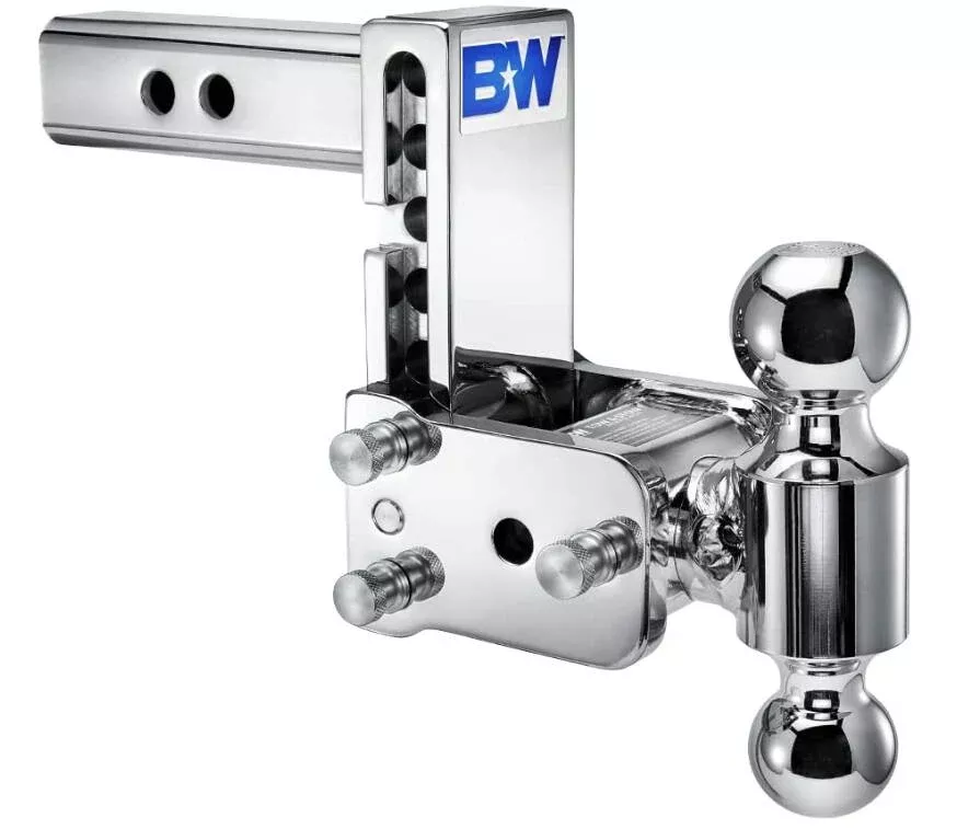 B&WTow & Stow Adjustable Dual-Ball Mount – Chrome – 2″ Receiver – 2″, 2 5/16″ Ball – 5″ Drop• TS10037C