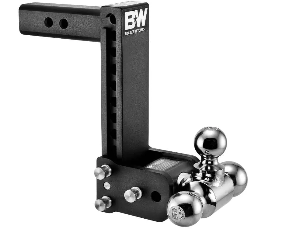 B&WTow & Stow Adjustable Tri-Ball Mount – 2″ Receiver – 1 7/8″, 2″, 2 5/16″ Ball – 9″ Drop• TS10050B
