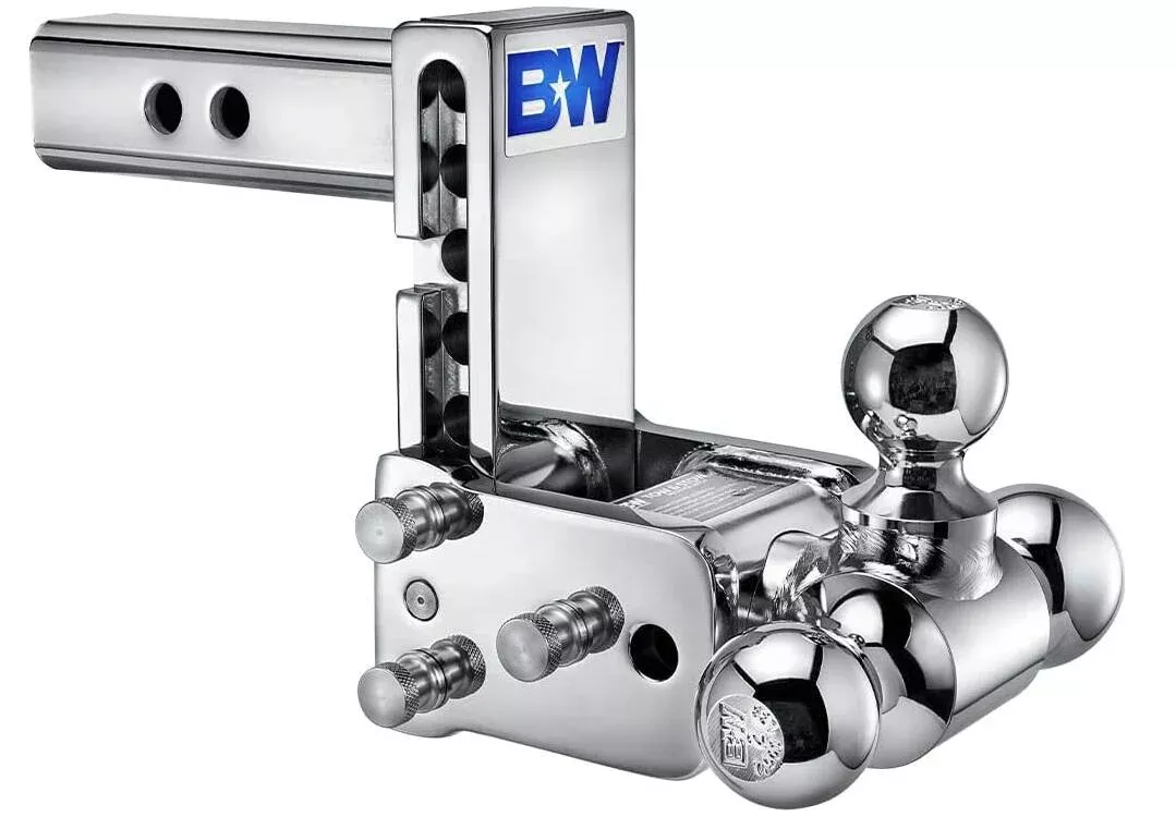 B&WTow & Stow Adjustable Tri-Ball Mount – Chrome – 2″ Receiver – 1 7/8″, 2″, 2 5/16″ Ball – 5″ Drop• TS10048C