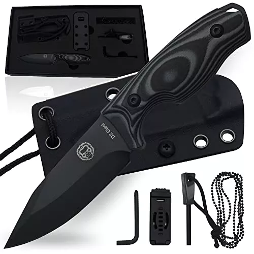 The Baby Silverback Survival Knife Giftset for Outdoors (Black Blade + Grey Liner)