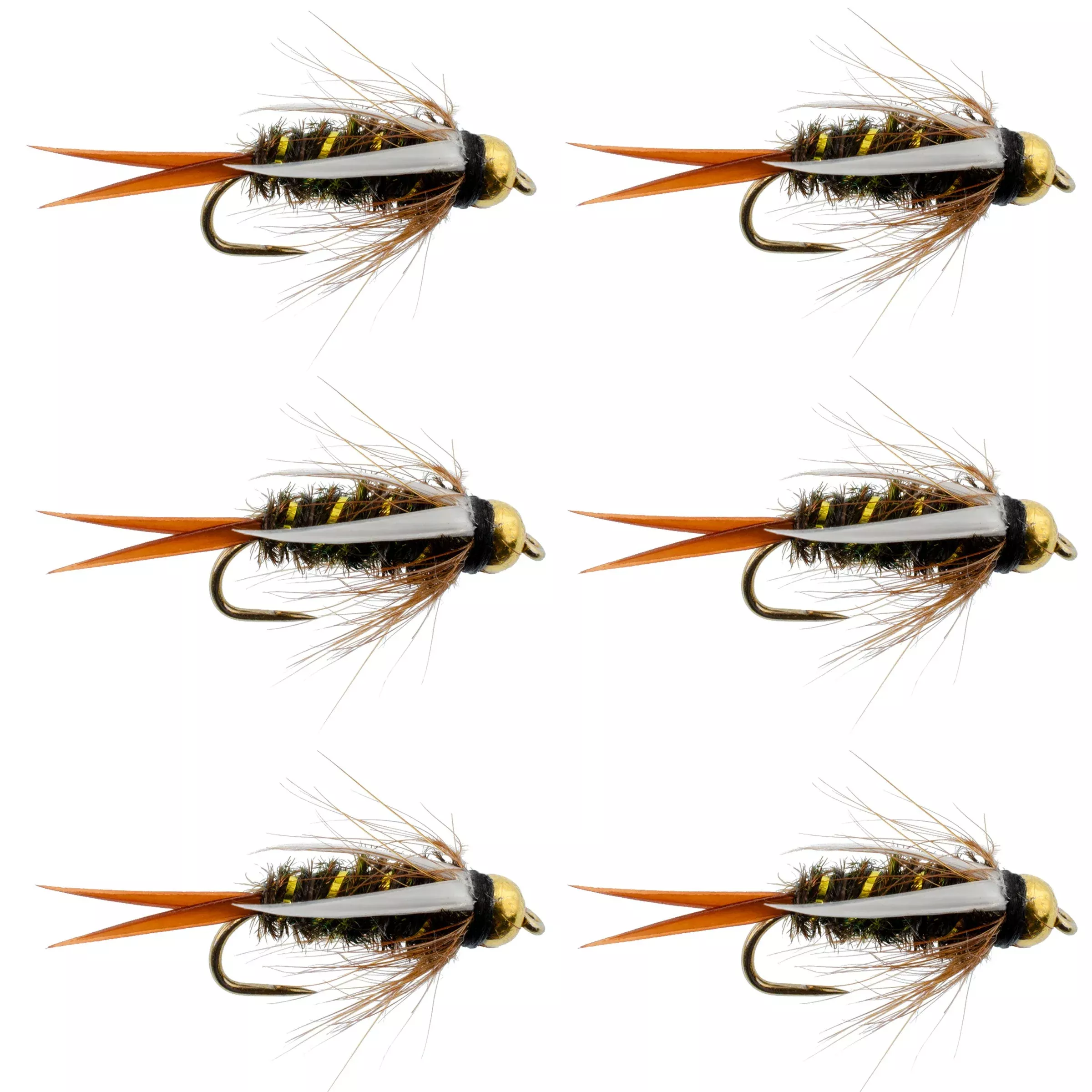 Barbless Bead Head Prince Nymph Fly Fishing Flies – Set of 6 Flies Hook Size 12