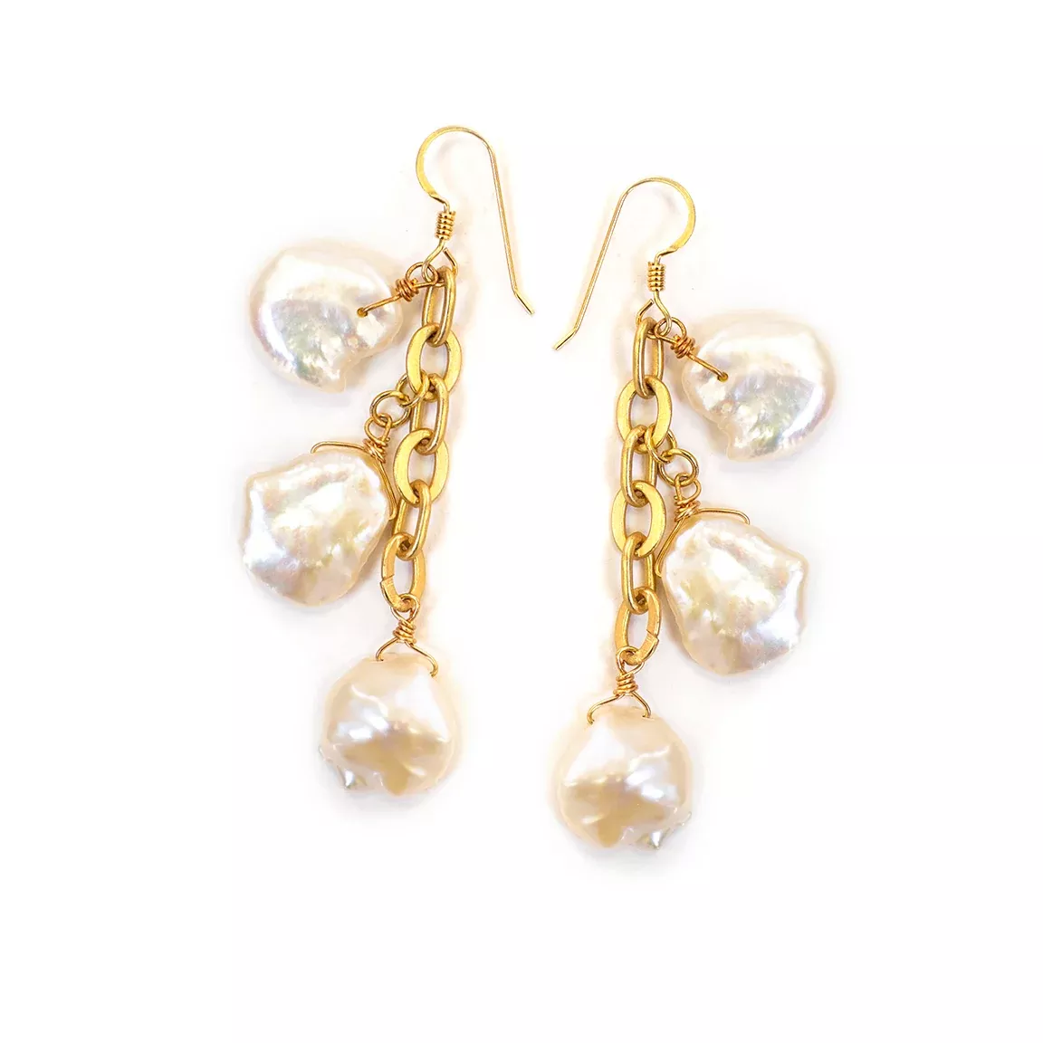 Baroque Pearl Chain Earrings