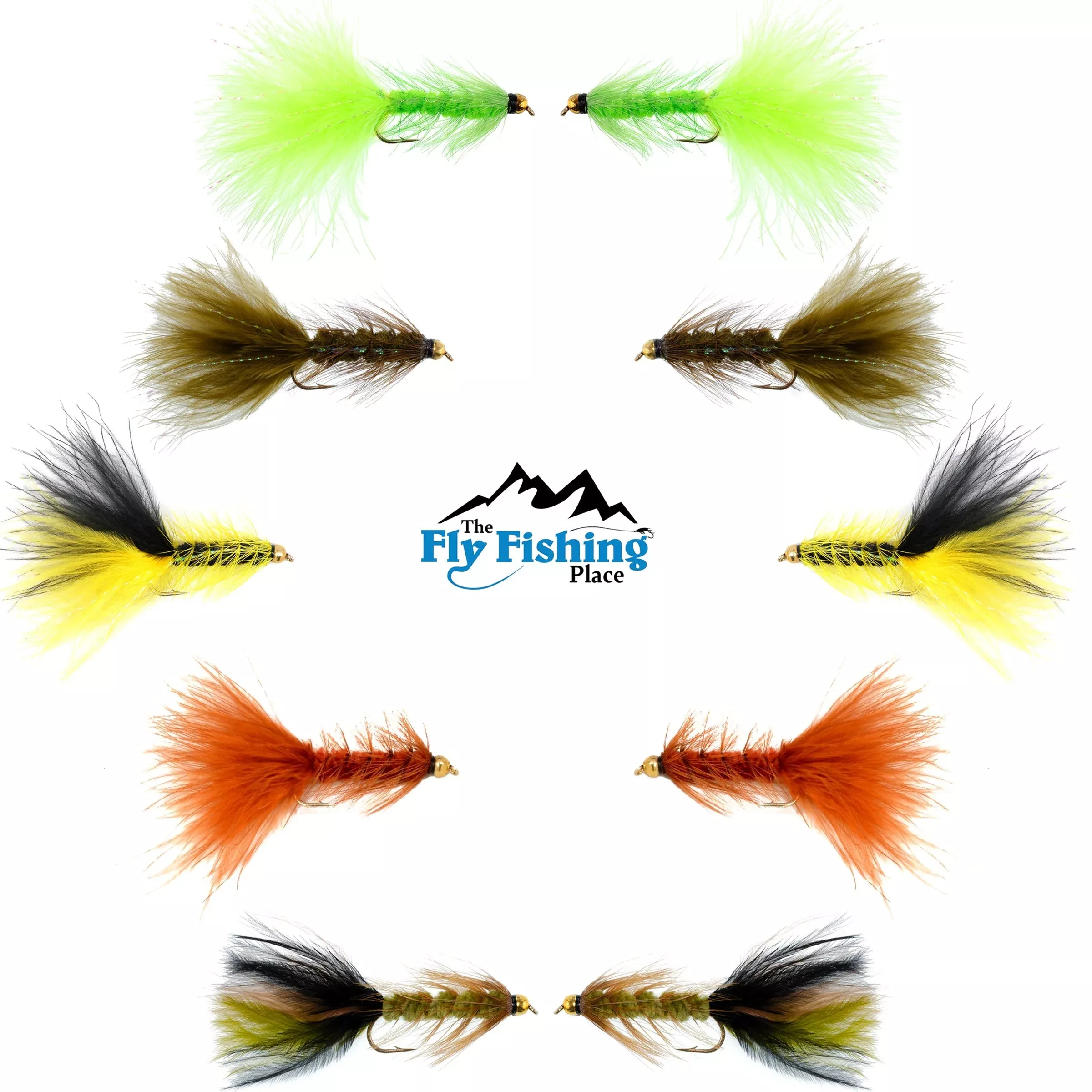Basics Collection – Crystal Woolly Bugger Assortment – 10 Bead Head Wet Flies – 5 Patterns – Hook Size 4