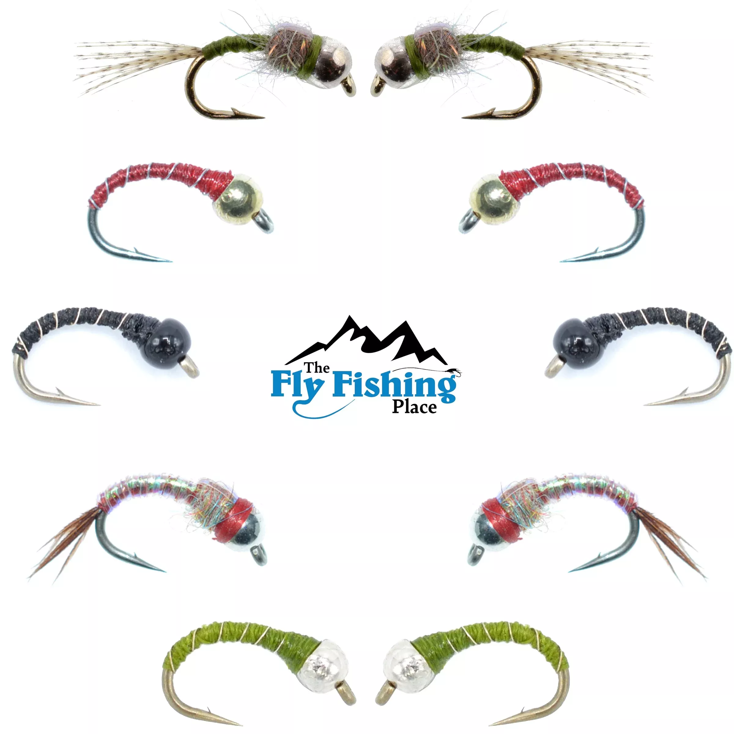 Basics Collection – Essential Bead Head Midge Nymph Assortment – 10 Wet Flies – 5 Patterns – Hook Sizes 14, 16, 18