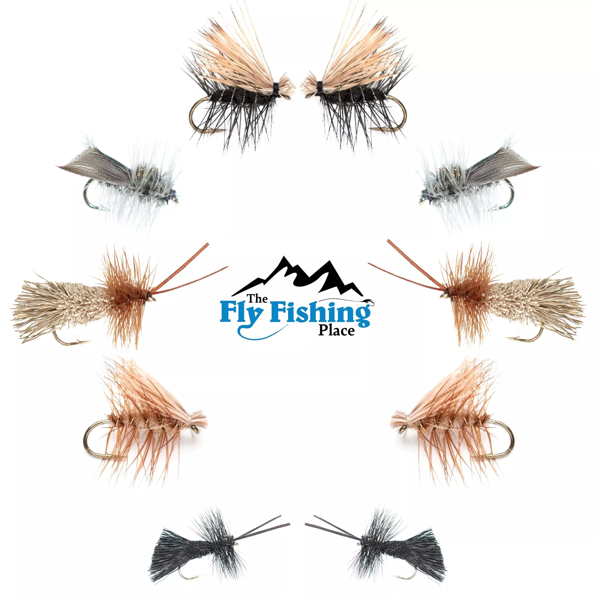 Basics Collection – Essential Caddis Dry Fly Assortment – 10 Dry Fishing Flies – 5 Patterns – Hook Sizes 12, 14, 16, 18