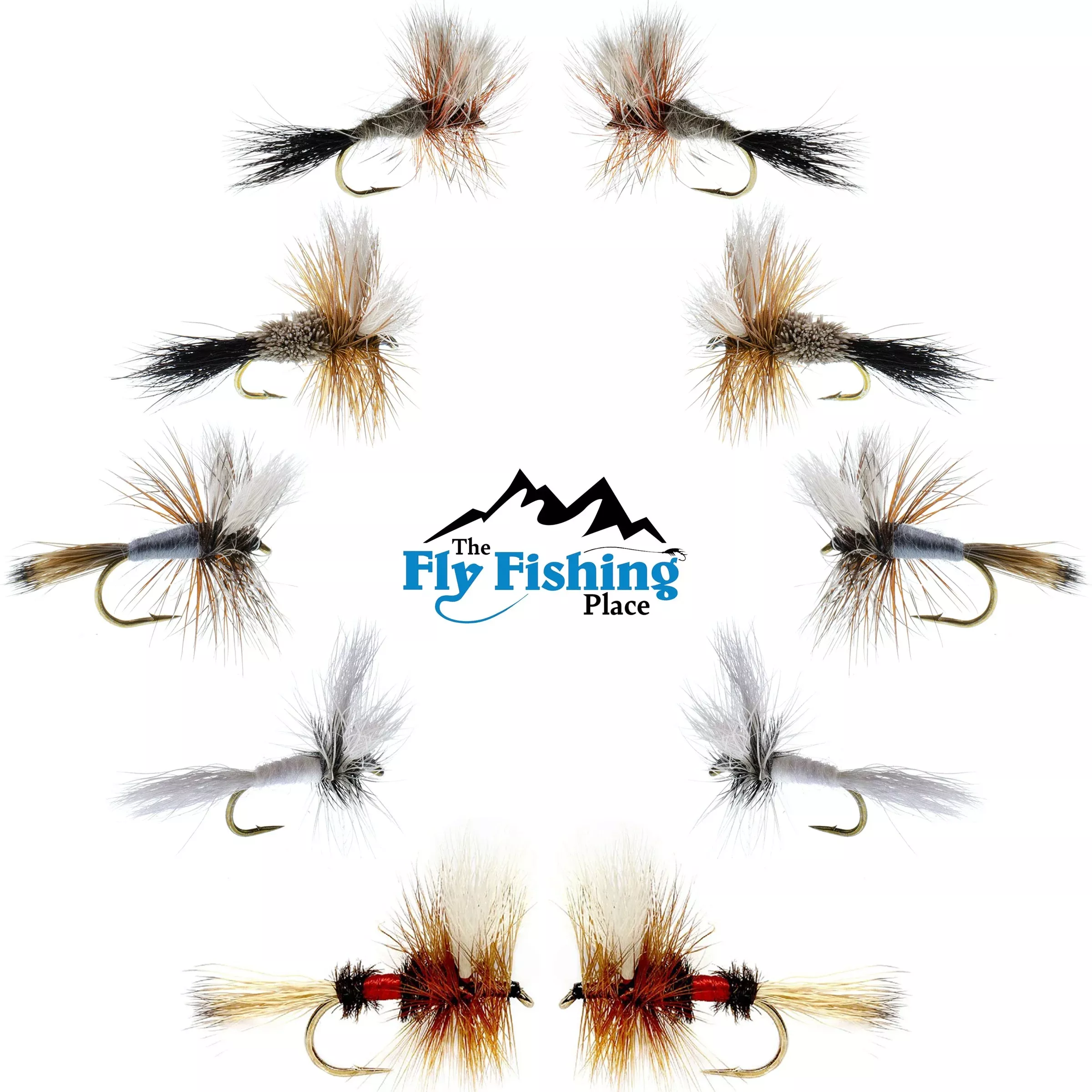 Basics Collection – Wulff Dry Fly Assortment – 10 Dry Fishing Flies – 5 Patterns – Hook Sizes 10, 12, 14