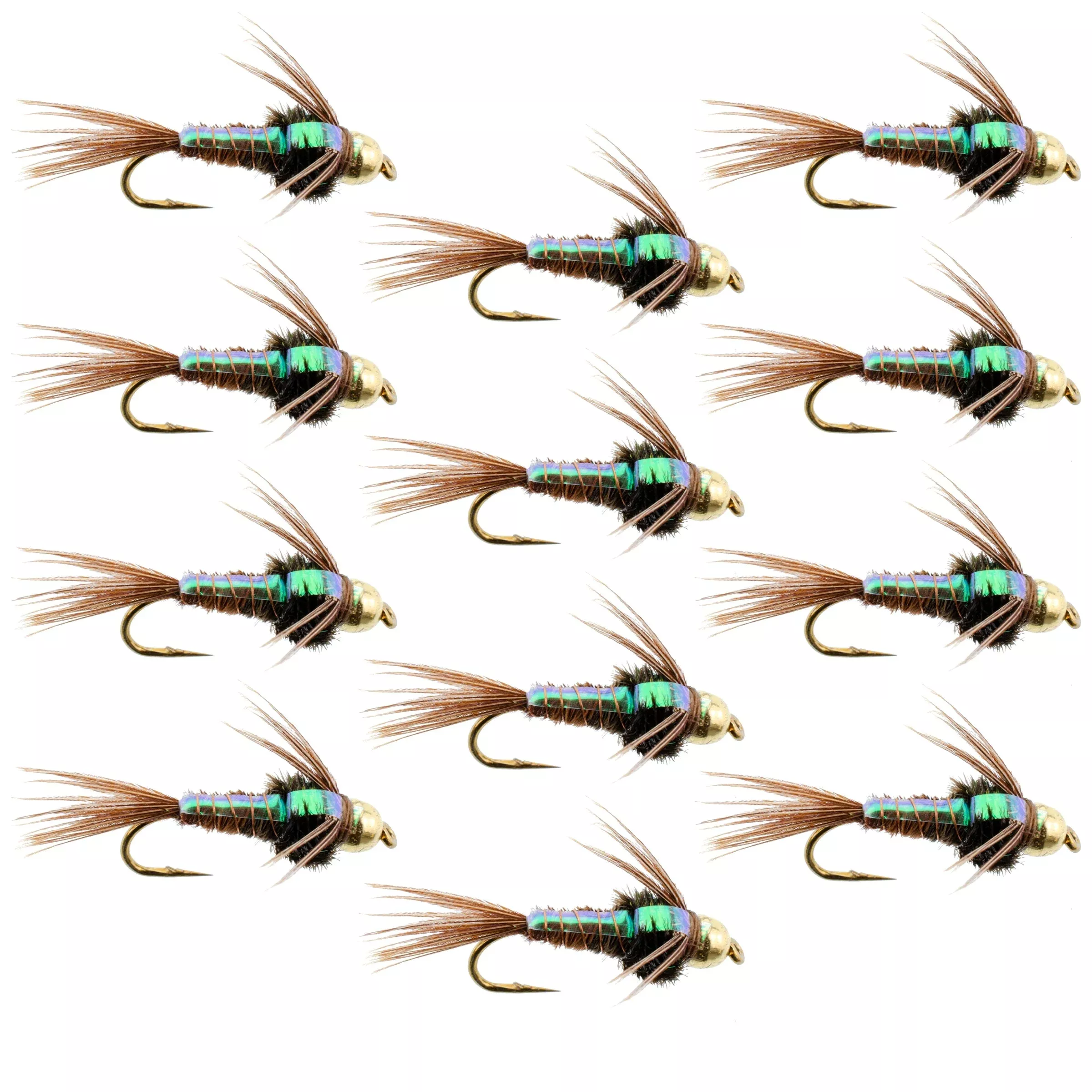 Bead Head Flash Back Pheasant Tail Nymph 1 Dozen Fly Fishing FliesSize 16
