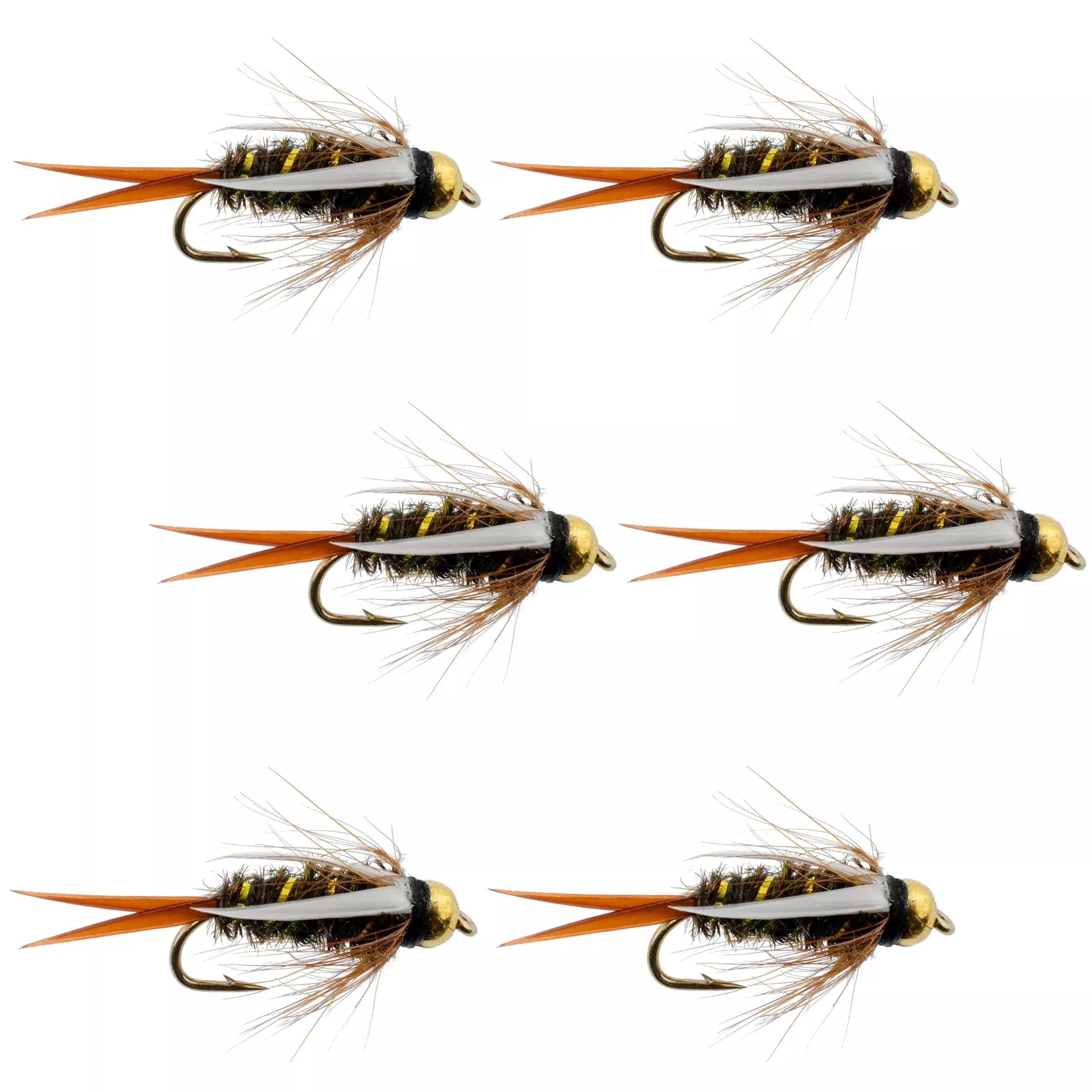 Bead Head Prince Nymph Fly Fishing Flies – Set of 6 Flies Hook Size 10