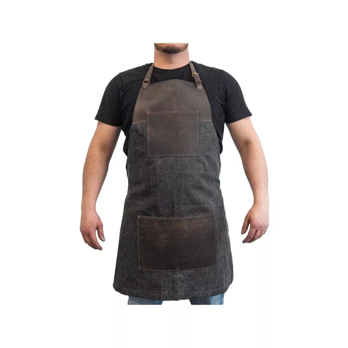 BeaverCraft Brown canvas with Leather Whittling Apron