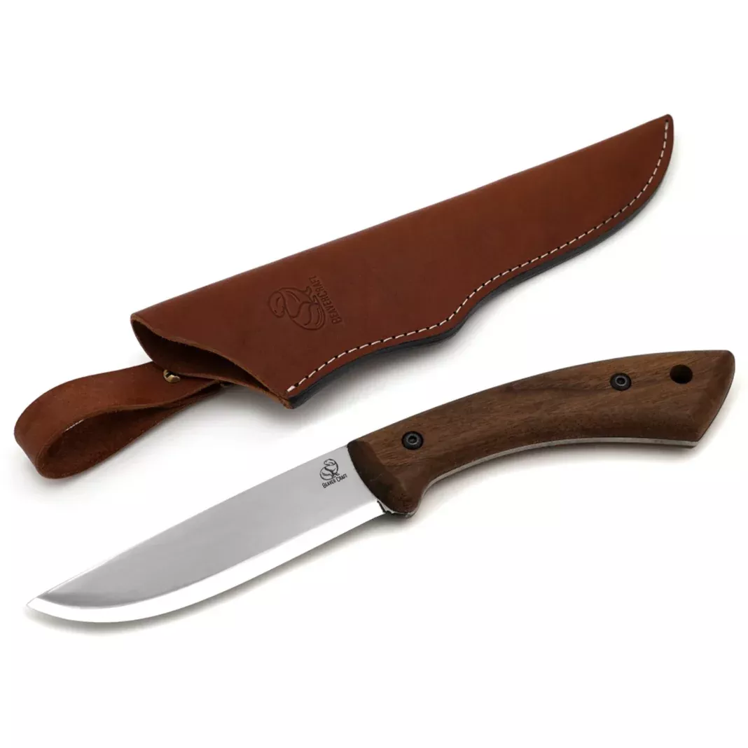 BeaverCraft Bushcraft Knife Walnut Handle with Leather Sheath
