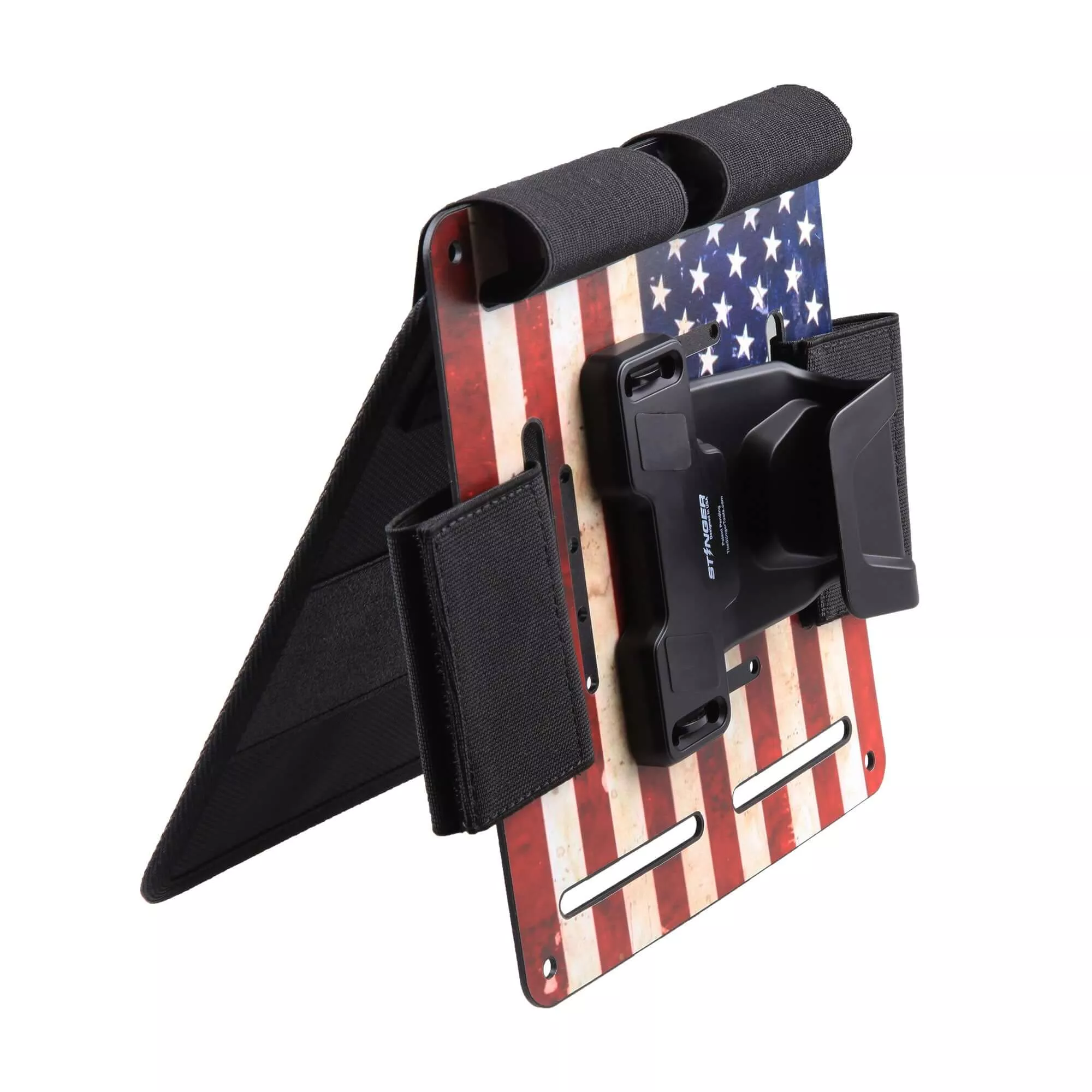 Bedside Magnetic Gun Mount, Bedside Holster with Safety Trigger Guard Protection (USA Flag)