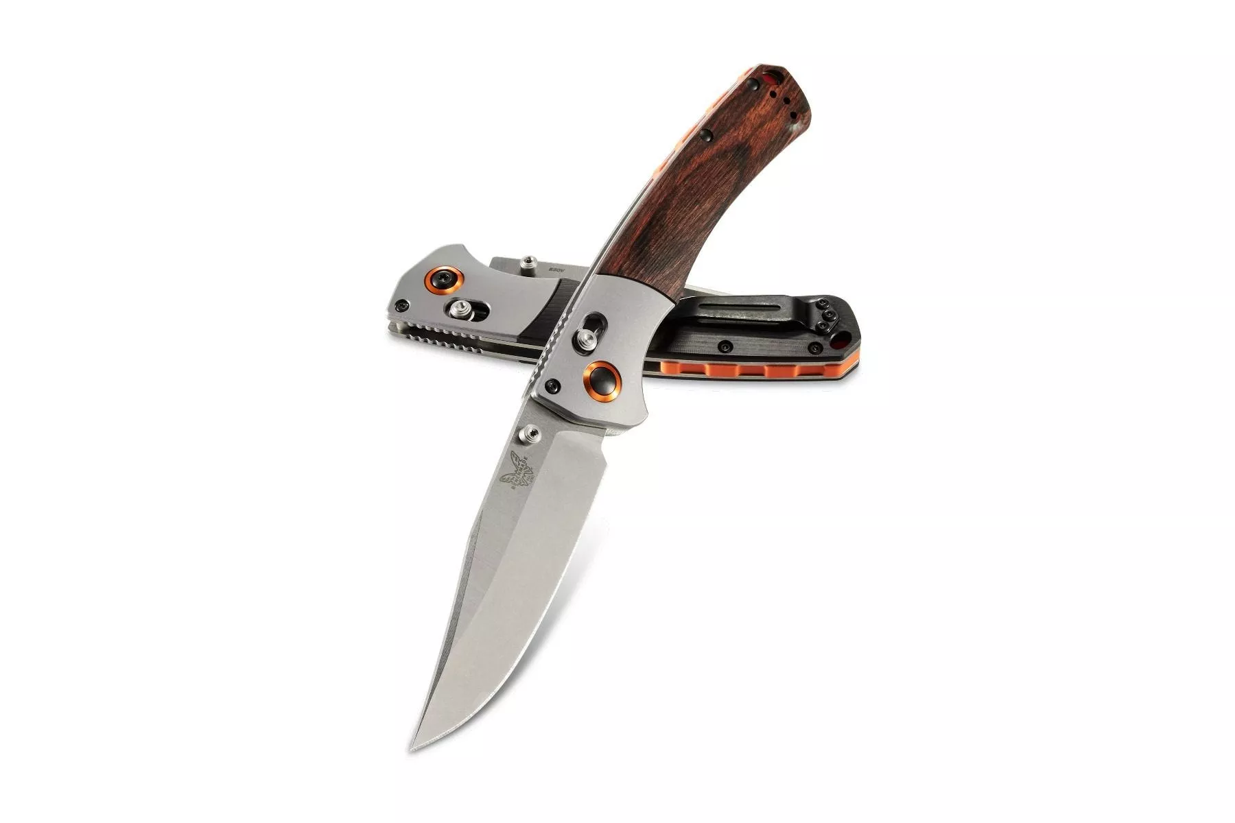 Benchmade 15080-2 Crooked River HUNT Series AXIS Lock – 4.0″ CPM-S30V Plain Edge Blade – Stabilized Wood Handle w/Anodized Aluminum Bolsters