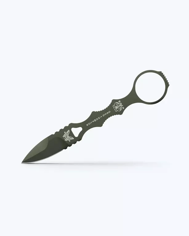 Benchmade 177GN Mini SOCP Dagger, 2.22″ 420C Olive Drab Cerakote Spear Point Blade, Tan Molded Sheath