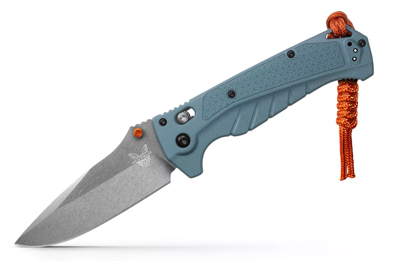 Benchmade 18060 Adira Folding Knife, 3.88″ CPM-MagnaCut Drop Point Blade, Depth Blue Grivory Handle W/ Clip