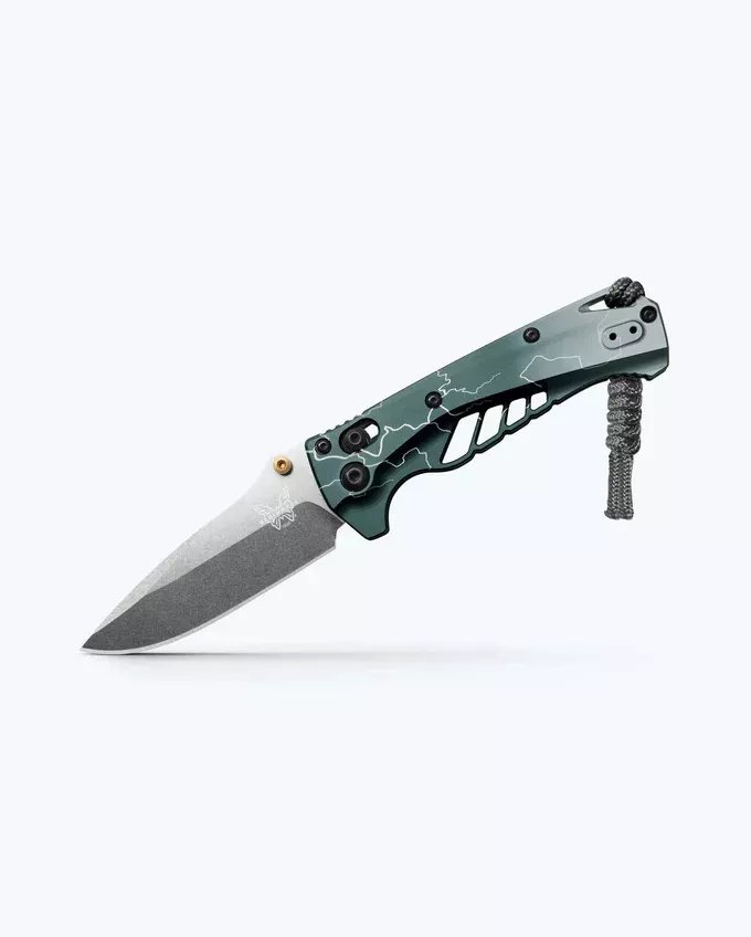 Benchmade 18065-ABEL1 Abel Dark Waters Mini Adira AXIS Lock Folding Knife, 3.21″ MagnaCut Drop Point Blade, Anodized Aluminum Handles W/ Deep Carry Clip (Limited Edition)