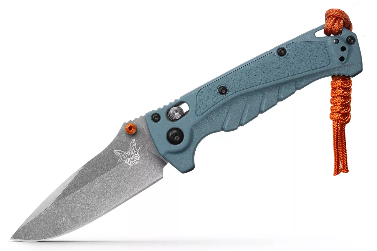 Benchmade 18065 Mini Adira Folding Knife, 3.21″ CPM-MagnaCut Drop Point Blade, Depth Blue Grivory Handle W/ Clip