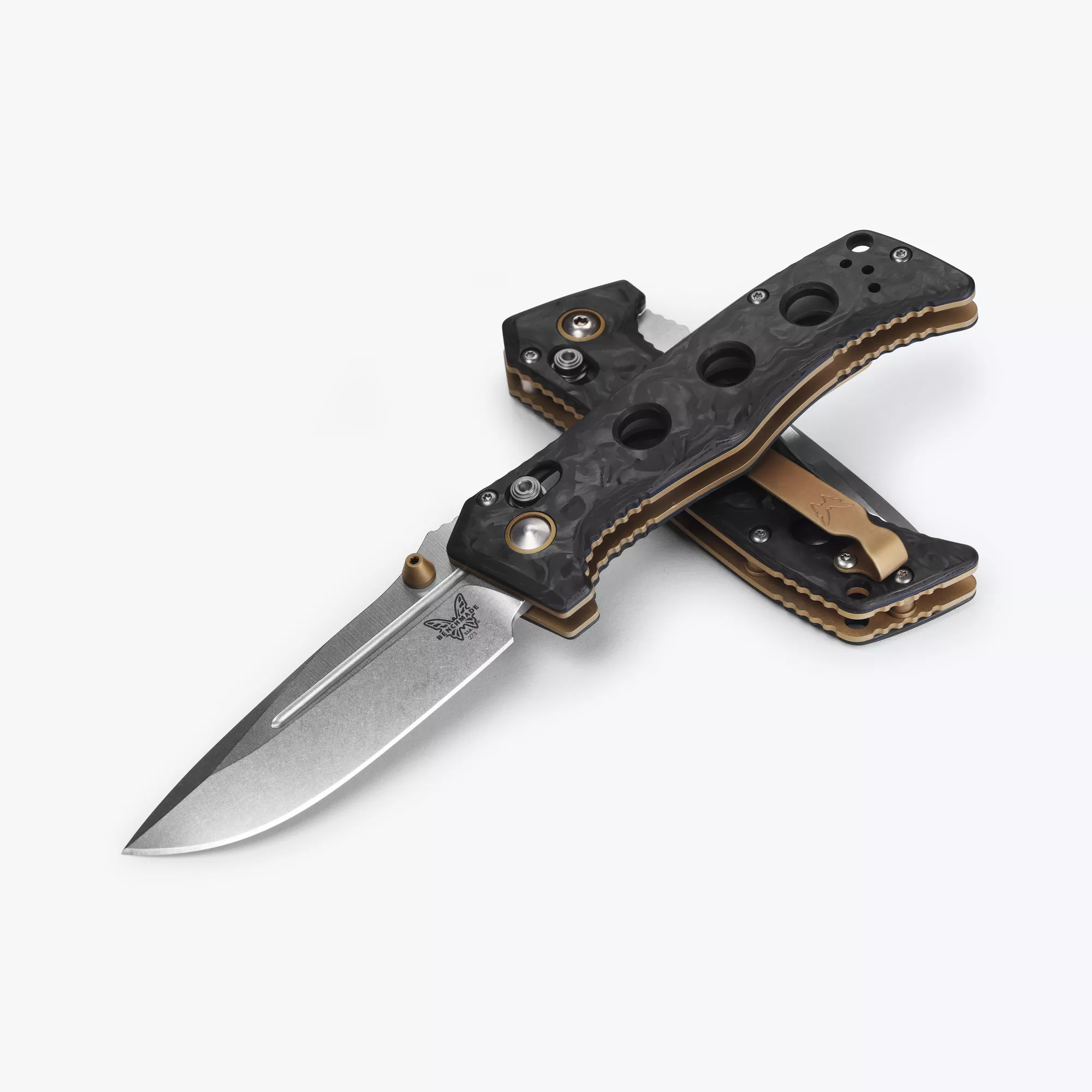 Benchmade 273-03 Mini Adamas, 3.25″ CPM-MagnaCut Drop Point Blade, Marbled Carbon Fiber Handles W/ Clip