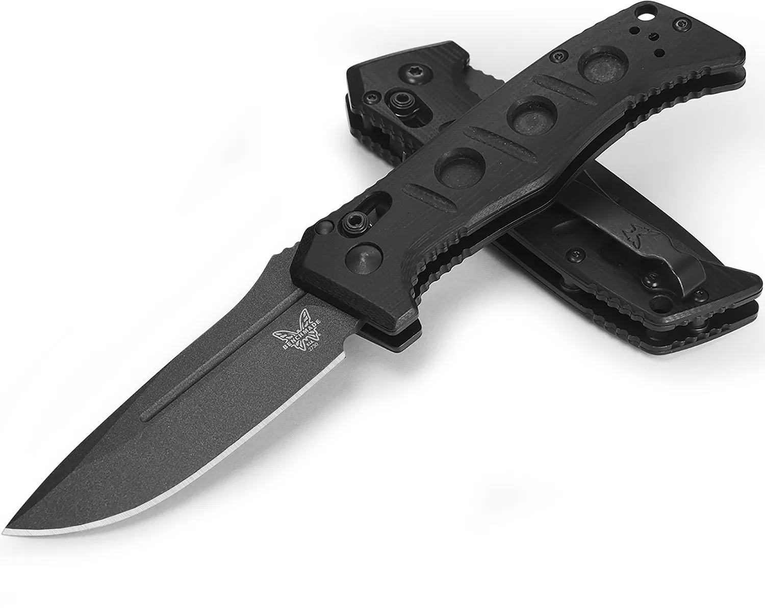Benchmade 2730GY-1 Mini Auto Adamas, 3.25″ CPM-CruWear Tungsten Gray Drop Point Blade, Black G-10 Handles W/ Clip