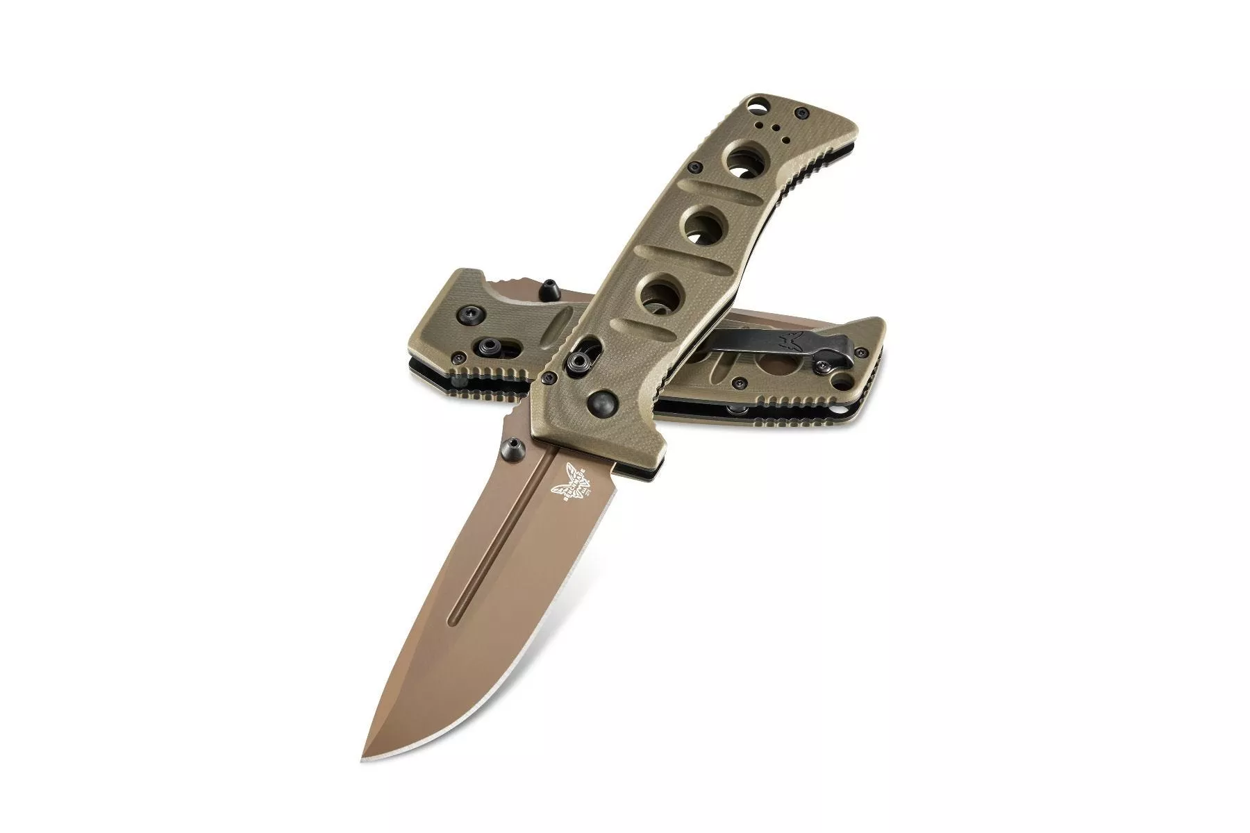 Benchmade 275FE-2 Adamas – 3.78″ Plain Edge CPM-CruWear Drop Point Blade – Olive Drab G-10 Handle