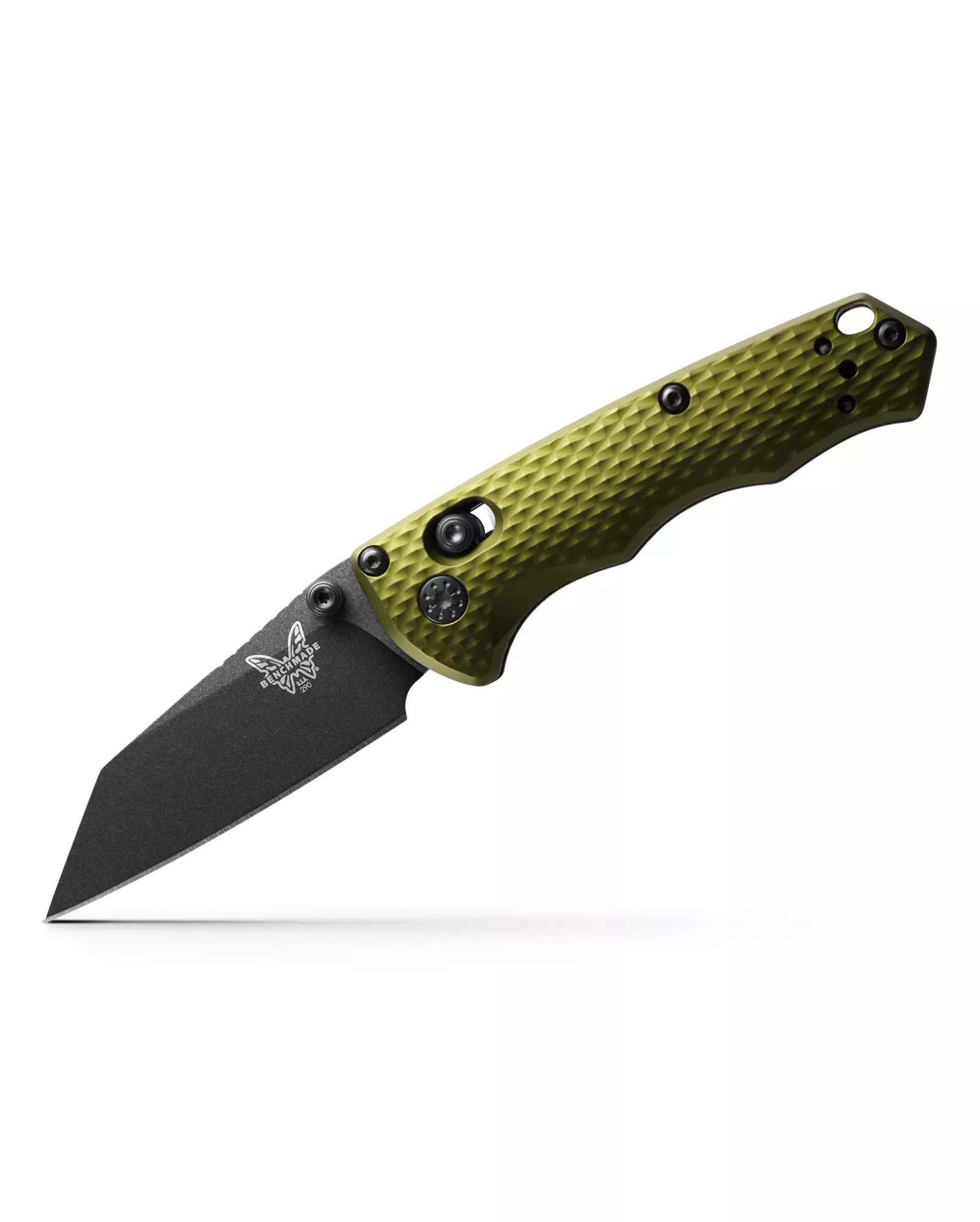 Benchmade 290BK-2 Full Immunity, 2.49″ Plain Edge CPM-M4 Wharncliffe Blade, Green Anodized 6061-T6 Aluminum Handle W/ Clip and Lanyard