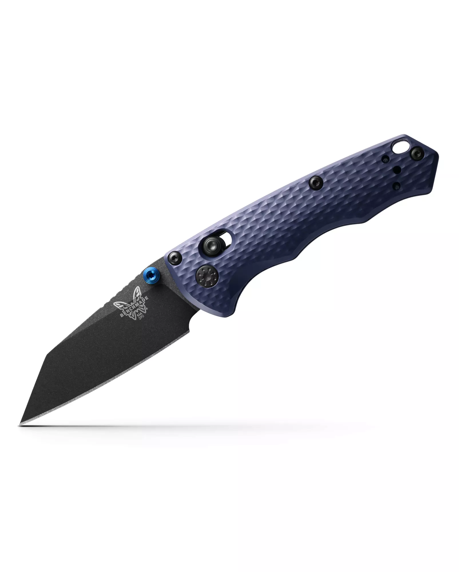 Benchmade 290BK Full Immunity, 2.49″ Plain Edge CPM-M4 Wharncliffe Blade, Blue Anodized 6061-T6 Aluminum Handle W/ Clip and Lanyard