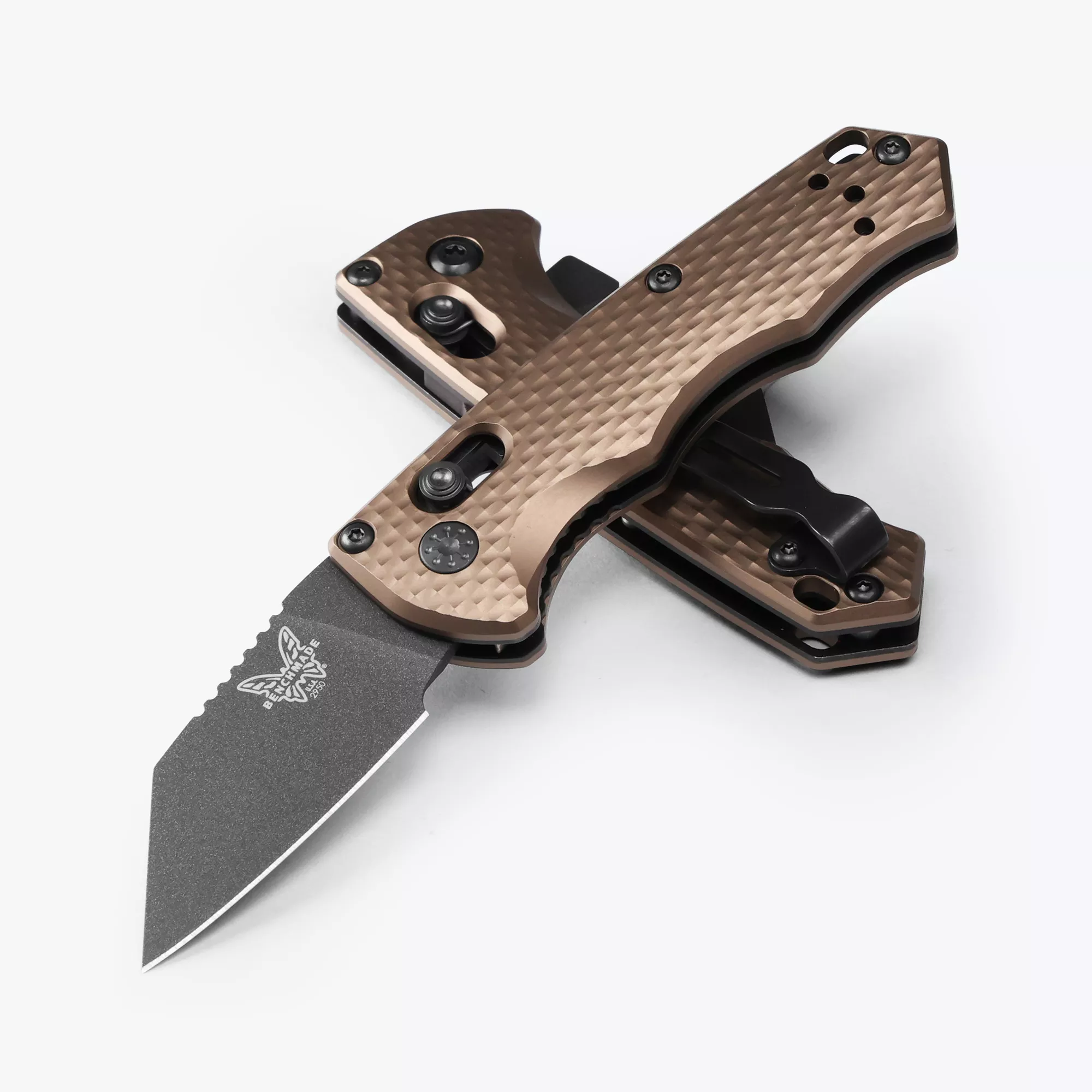 Benchmade 2950BK-1 Partial Immunity, 1.95″ CPM-M4 Cerakote Wharncliffe Blade, Flat Dark Earth Anodized 6061-T6 Aluminum Handle W/ Clip (Out Of Production)