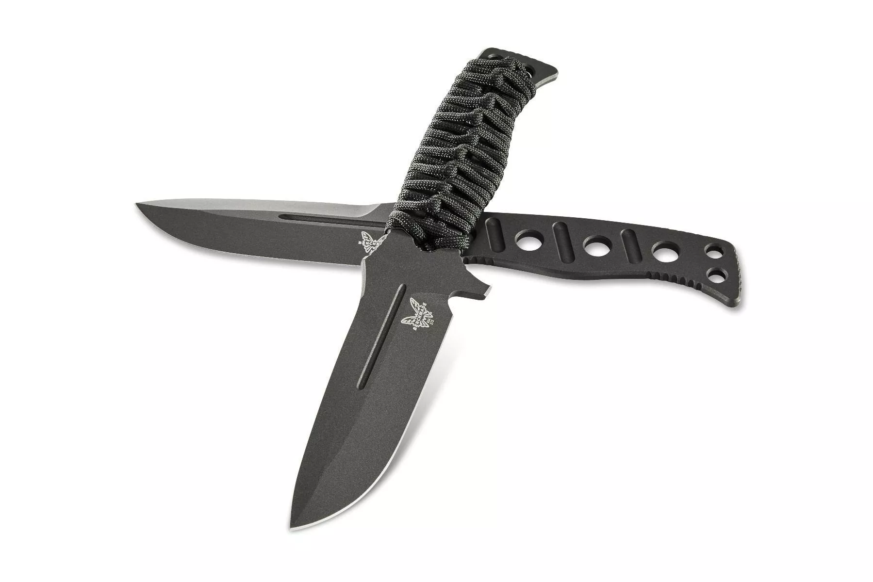 Benchmade 375BK-1 Fixed Adamas Fixed Blade Knife Black Paracord 4.2″ Black
