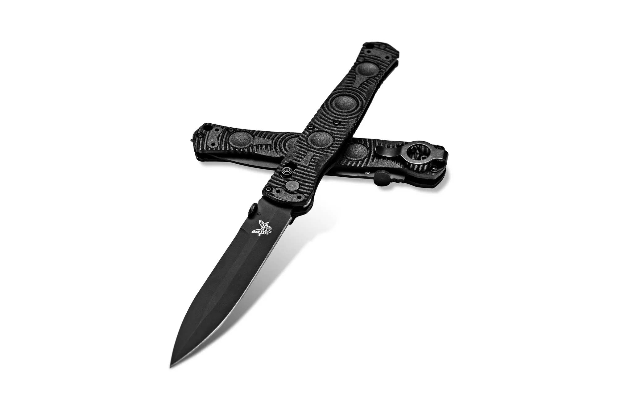 Benchmade 391BK SOCP Tactical AXIS Folder – 4.47″ Black Plain Edge D2 Blade – Black CF-Elite Handle (Out Of Production)
