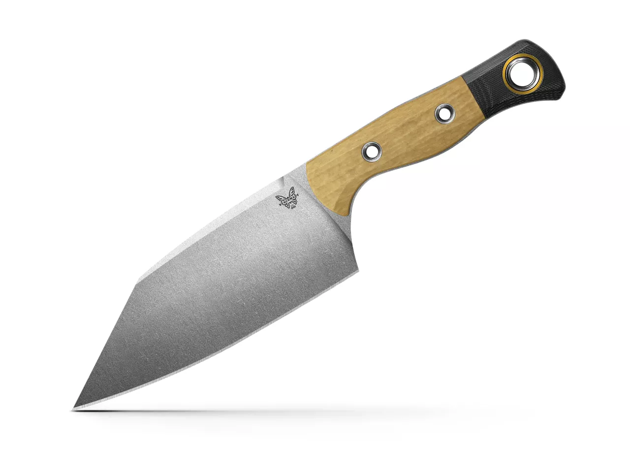 Benchmade 4010-02 Station Fixed Blade Kitchen Knife, 5.97″ CPM-154 Blade, Maple Richlite/G-10 Handles