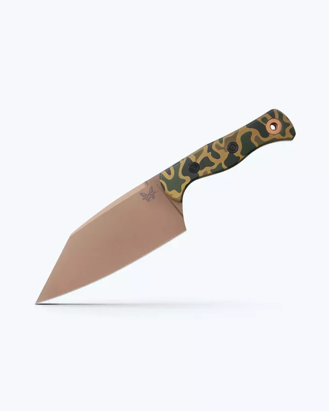 Benchmade 4010FE-2501 Benchmade LTD ED Fixed Blade Station Knife, 5.82″ CPM-154 Flat Dark Earth PVD Clip Point Blade, Camo Cerakote Aluminum Handles, W/ Boltaron Sheath (Limited Edition)