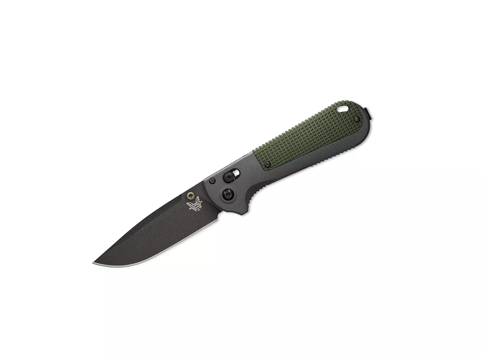 Benchmade 430 Redoubt Folding Knife 3.55″ Graphite CPM-D2 Blade, Gray & Green Grivory Handles (Out Of Production)