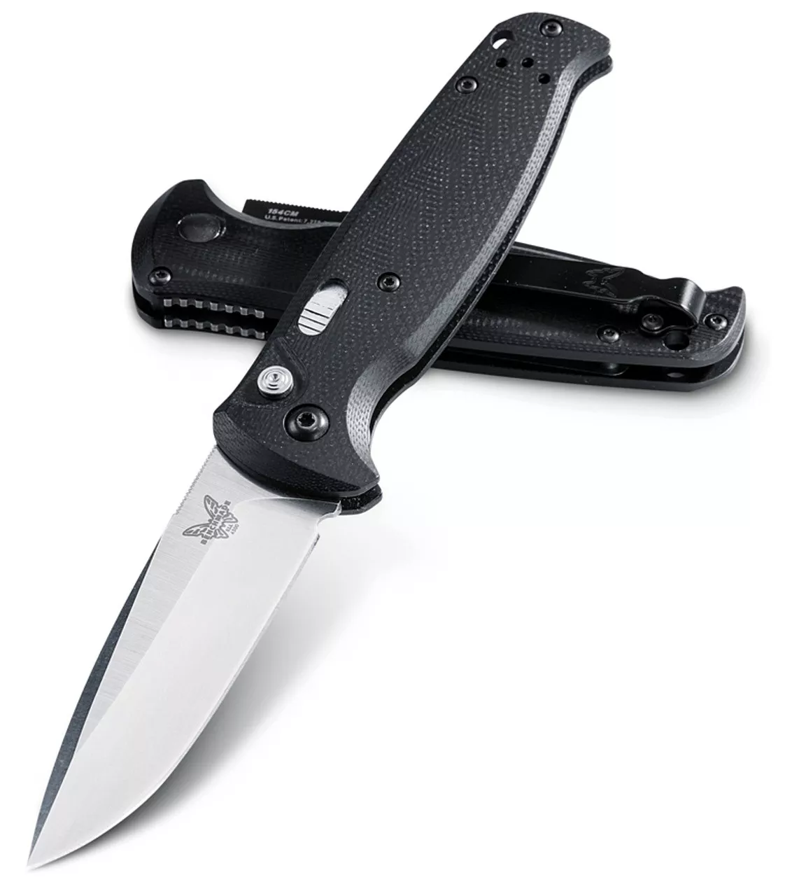 Benchmade 4300 CLA AUTOMATIC – 3.40″ Plain Edge Satin Finish 154CM Blade – Black G-10 Handle
