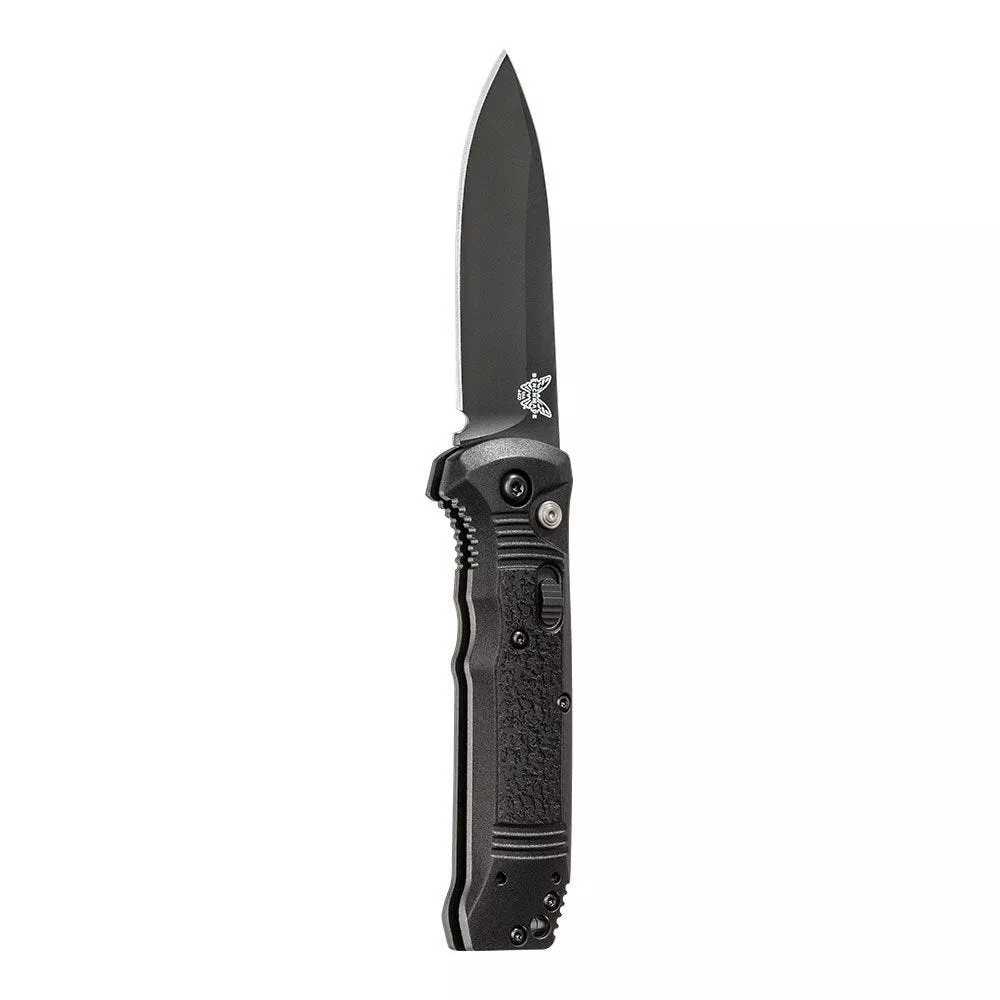 Benchmade 4400BK Casbah AUTOMATIC – 3.4″ Black Plain Edge CPM-S30V Blade – Textured Black Grivory Handle