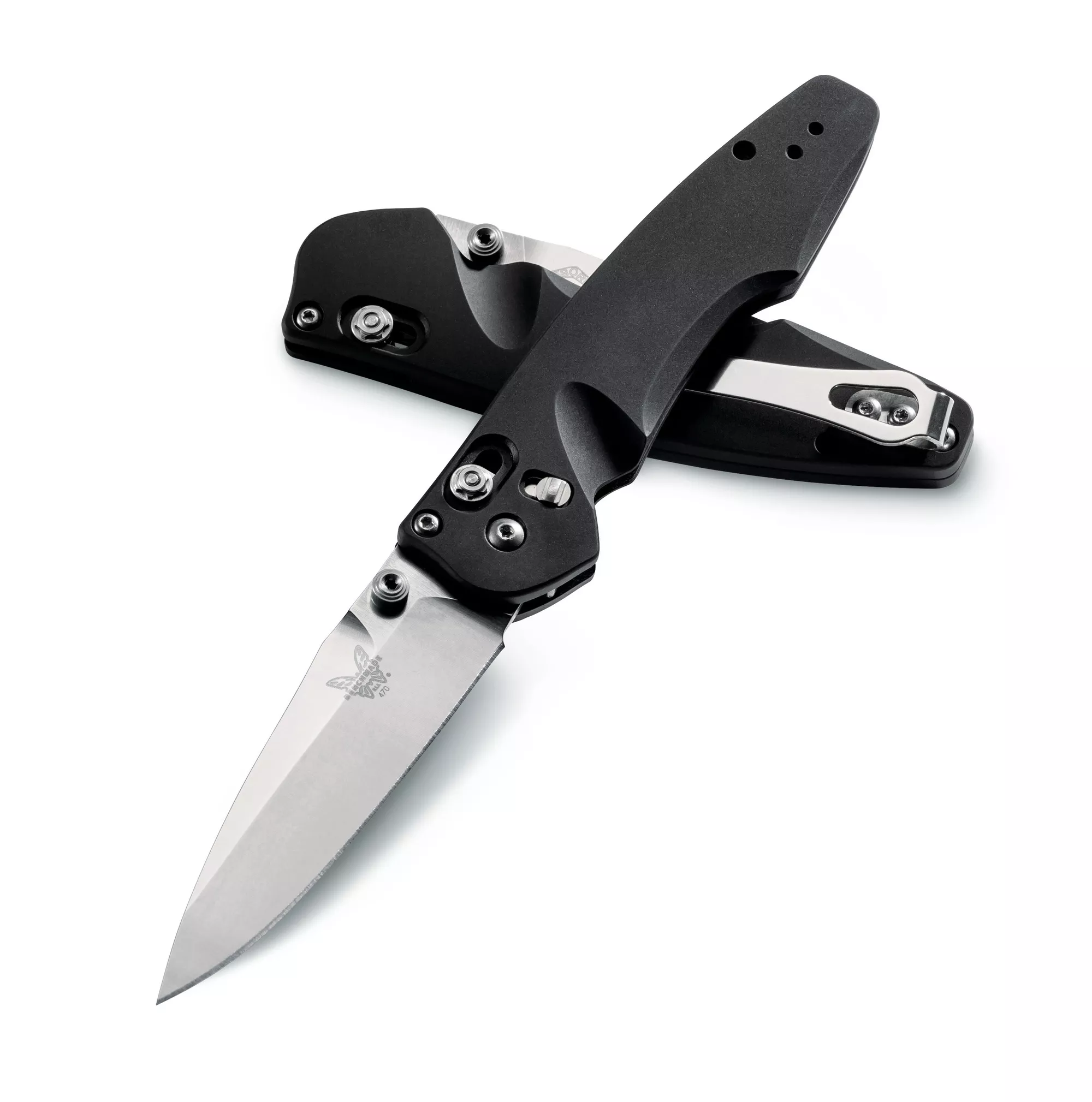 Benchmade 470-1 Emissary AXIS Assist – 3.0″ Plain Edge CPM-S30V Blade – Black Aluminum Handle(Out Of Production)