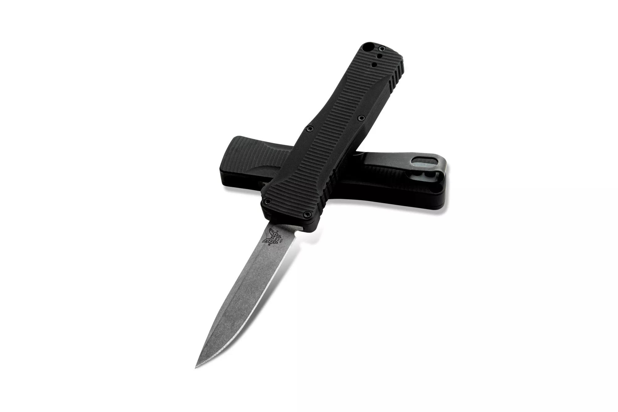 Benchmade 4850 OM OTF AUTOMATIC, 2.48″ CPM-S30V Clip Point Blade, Black Anodized 6061-T6 Aluminum Handle W/ Clip (Out Of Production)