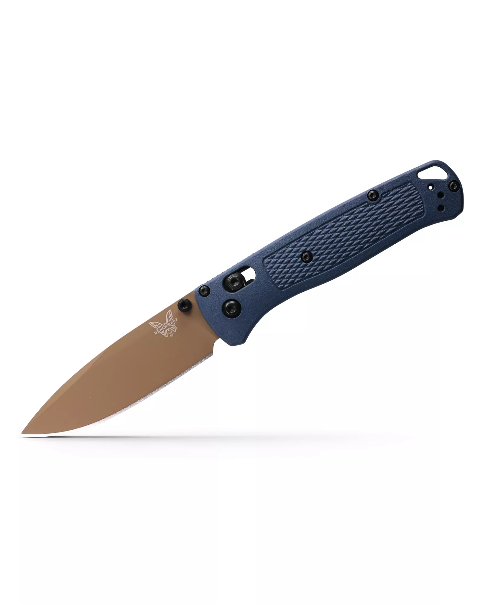 Benchmade 535FE-05 Bugout AXIS Lock, 3.24″ CPM-S30V Flat Earth Coated Blade, Crater Blue Grivory Handle W/ Clip