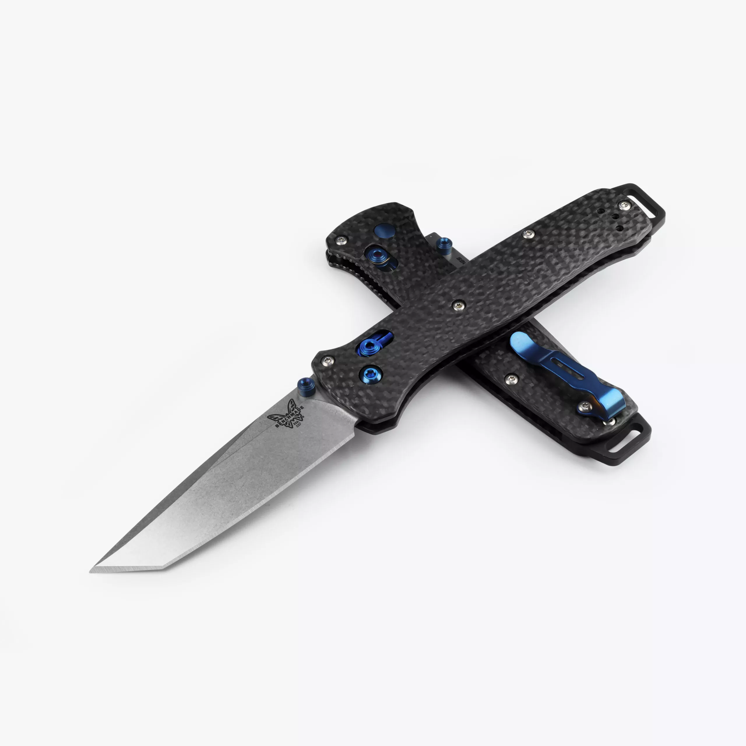 Benchmade 537BK-09 Bailout, 3.38″ Plain Edge Stonewashed M390 Tanto Blade, Carbon Fiber Handles W/ Clip