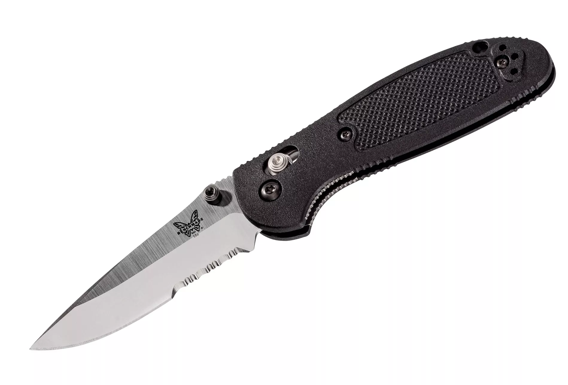 Benchmade 556S-S30V AXIS Mini Griptilian – 2.91″ Combo Edge Drop Point CPM-S30V Blade – Black GFN Handle
