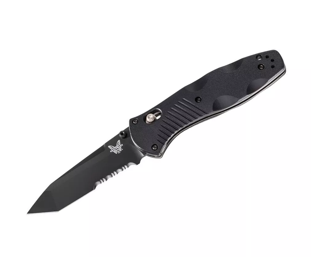 Benchmade 583SBK Barrage – AXIS Assisted Opener – 3.6″ Black Tanto Combo Edge 154CM Blade – Black Valox Scales