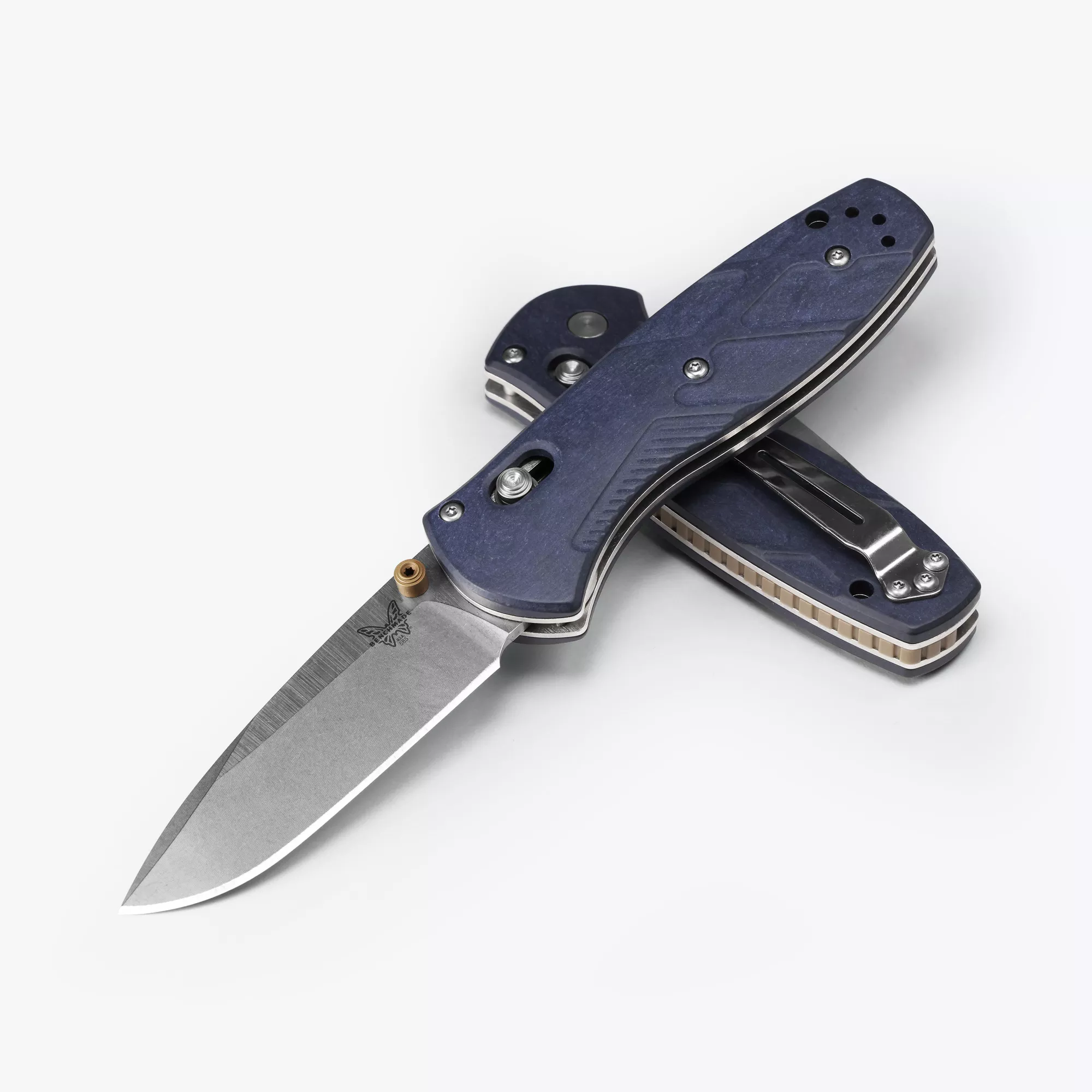 Benchmade 585-03 Mini Barrage Assisted Open, 2.91″ CPM-S30V Drop Point Blade, Blue Canyon Richlite Handles W/ Clip