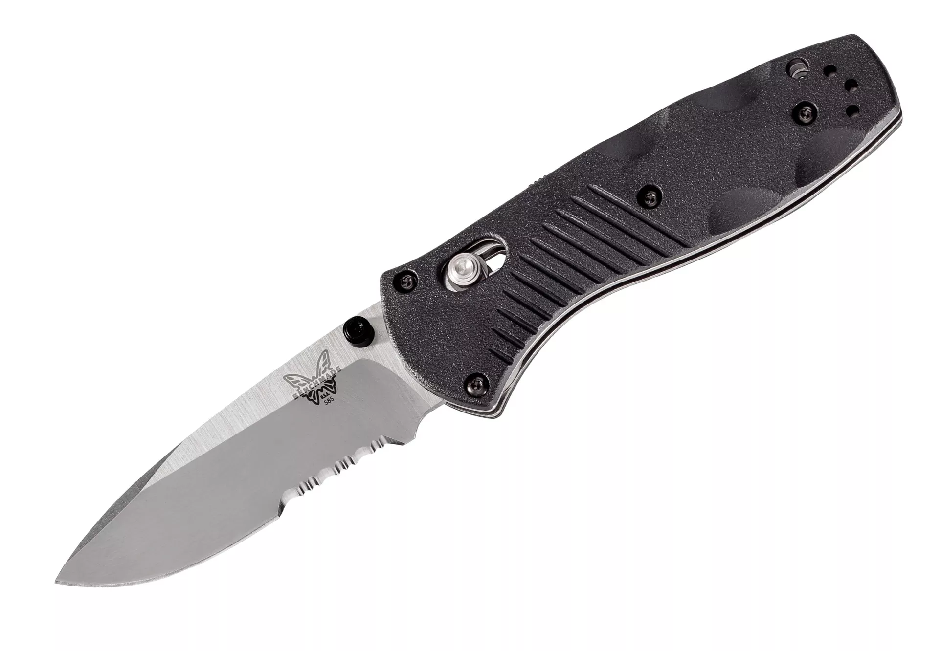 Benchmade 585S Osborne Mini Barrage AXIS Assisted Folding Knife 2.91″ 154CM Satin Partial Serrated Blade, Black Valox Handles