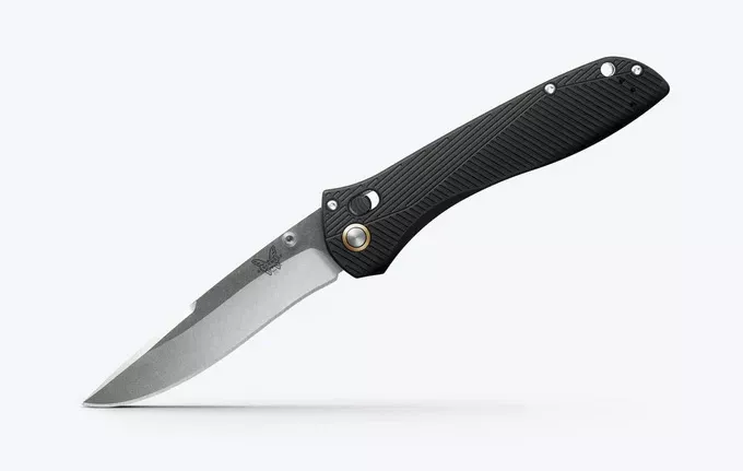 Benchmade 710-25 McHenry And Williams Seven | Ten AXIS Lock Folding Knife, 4″ M390 Recurve Drop Point Blade, Black Anodized Machined Aluminum Handles W/ Clip