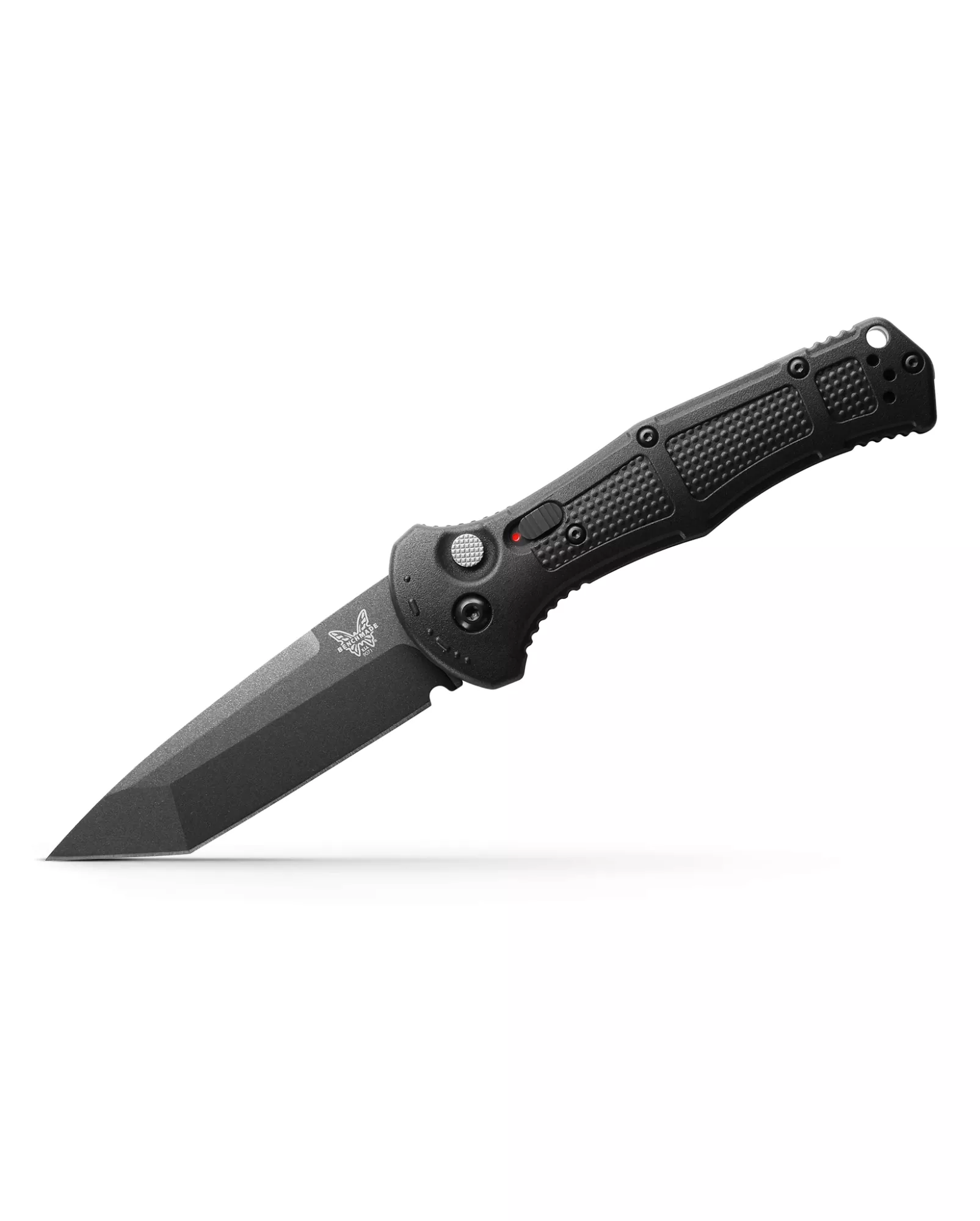 Benchmade 9071BK Claymore AUTOMATIC, 3.6″ Tanto Plain Edge Cobalt Black Finish CPM-D2 Blade, Black Grivory Handle