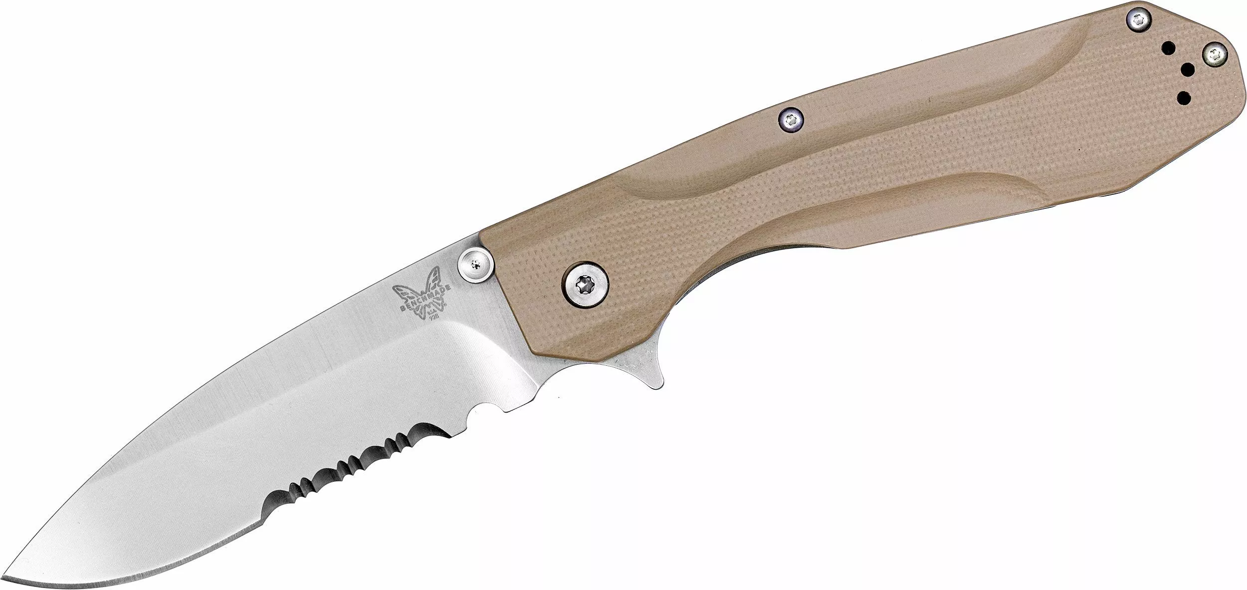 Benchmade 928S Osborne Proxy Flipper, 3.87″ S20CV Satin Combo Blade, Desert Tan G10 Handle, Frame Lock W/ Clip (Out Of Production)