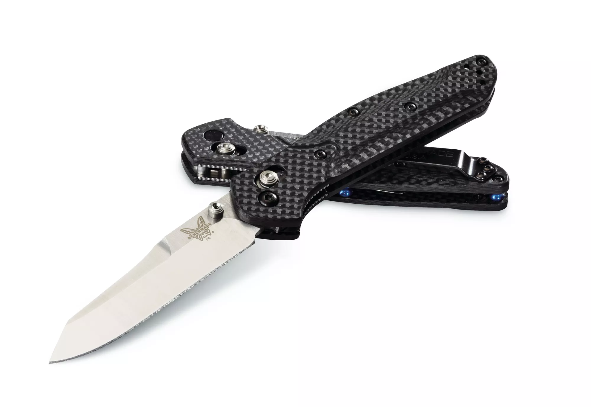 Benchmade 940-1 Osborne AXIS – 3.4″ Satin Finish Plain Edge CPM-S90V Reverse Tanto Blade – Carbon Fiber Handle