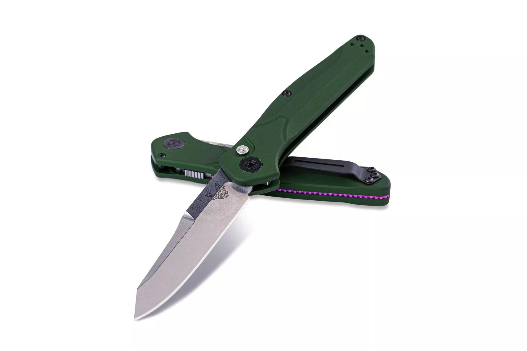 Benchmade 9400 Osborne AUTOMATIC – 3.4″ Plain Edge Satin Finish CPM-S30V Blade – Green Anodized 6061-T6 Aluminum Handle