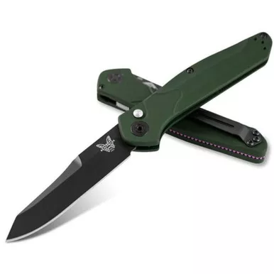 Benchmade 9400BK Osborne AUTOMATIC – 3.4″ Plain Edge Black DLC Finish CPM-S30V Blade – Green Anodized 6061-T6 Aluminum Handle