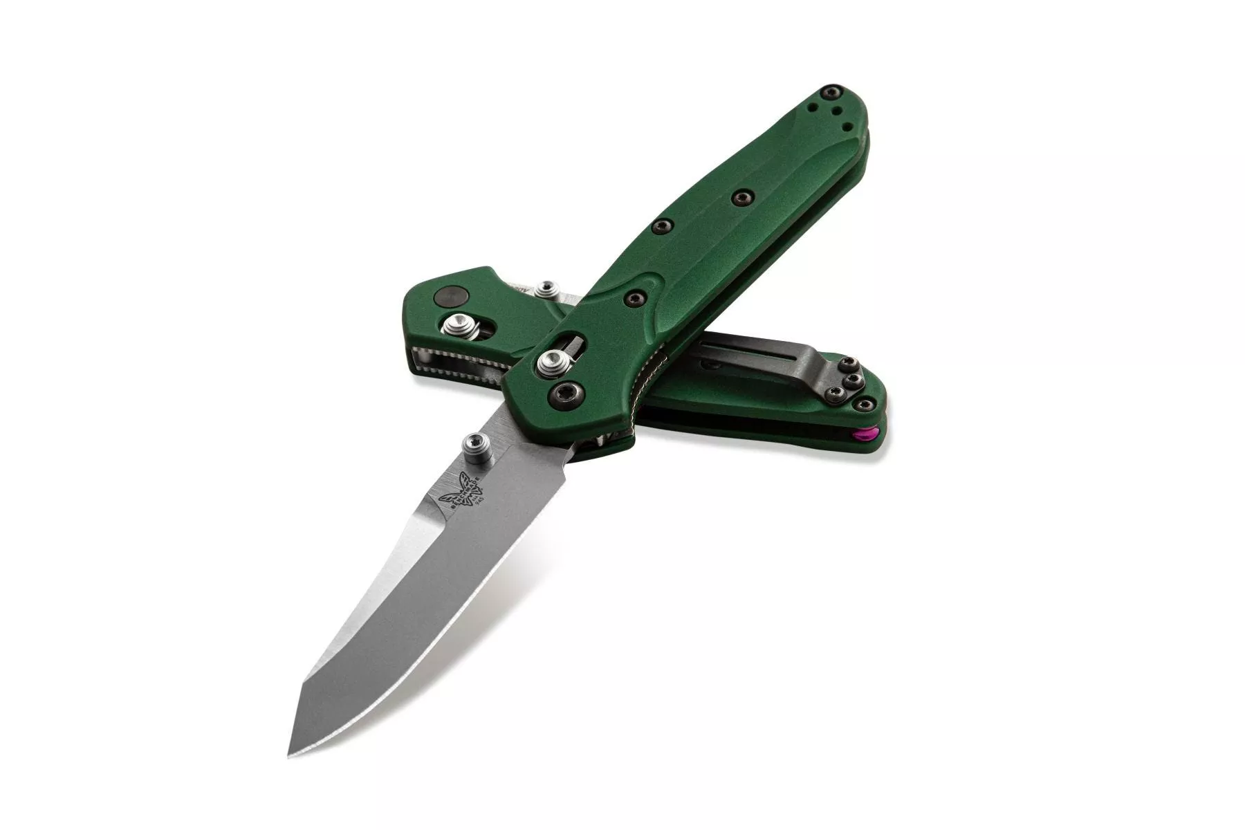 Benchmade 945 Mini Osborne – 2.92″ Plain Edge Satin Finish CPM-S30V Blade – Green Anodized 6061-T6 Aluminum Handle
