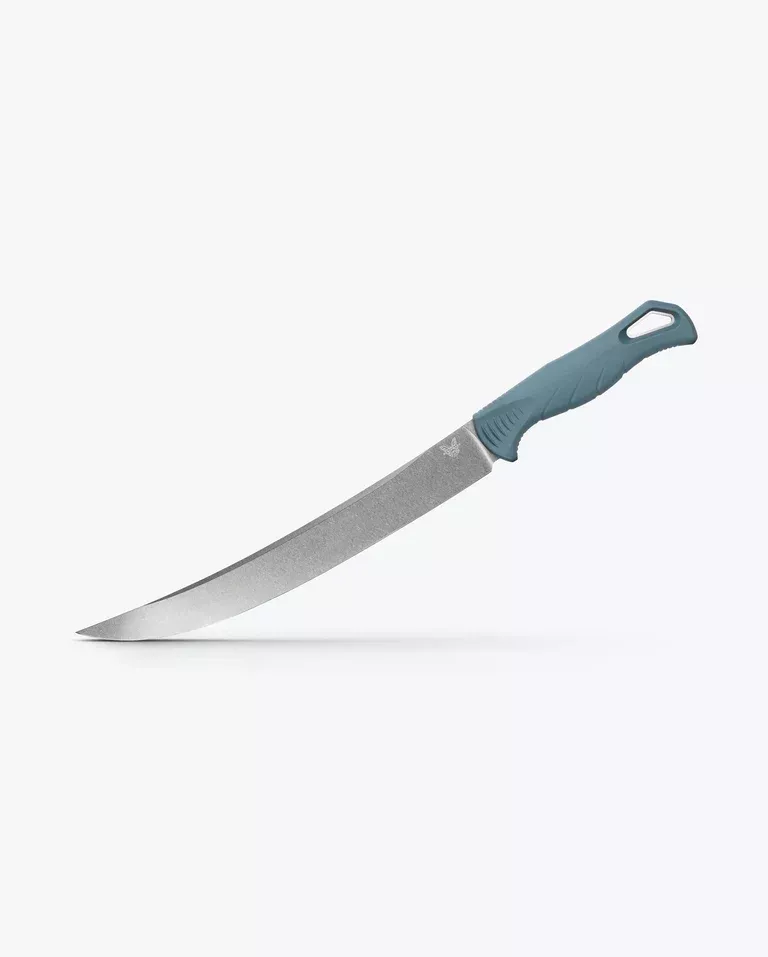 Benchmade Fishcrafter Depth Blue Santoprene 9" Trailing Point Fixed Blade